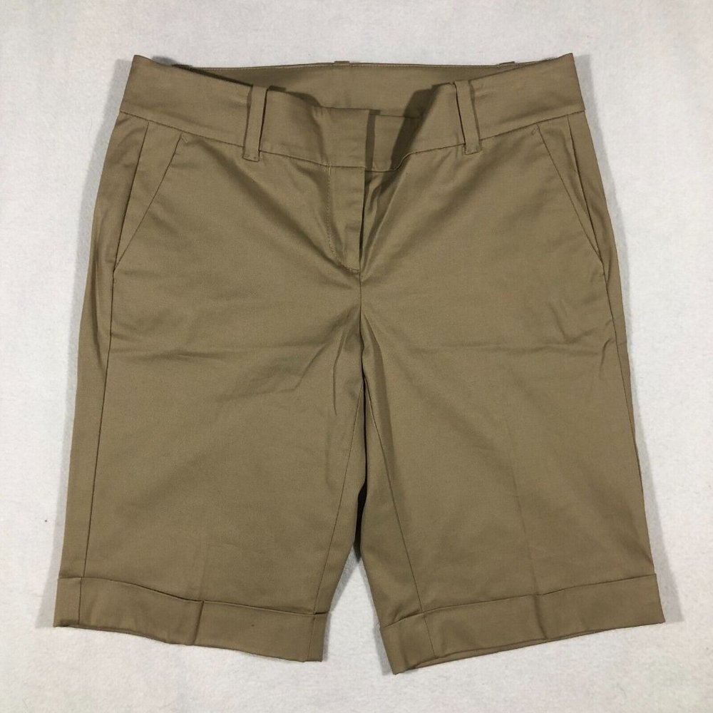 Ann Taylor Shorts Womens 4 Cuff Boardwalk Short Bermuda Tan Khaki 272225 NEW $48